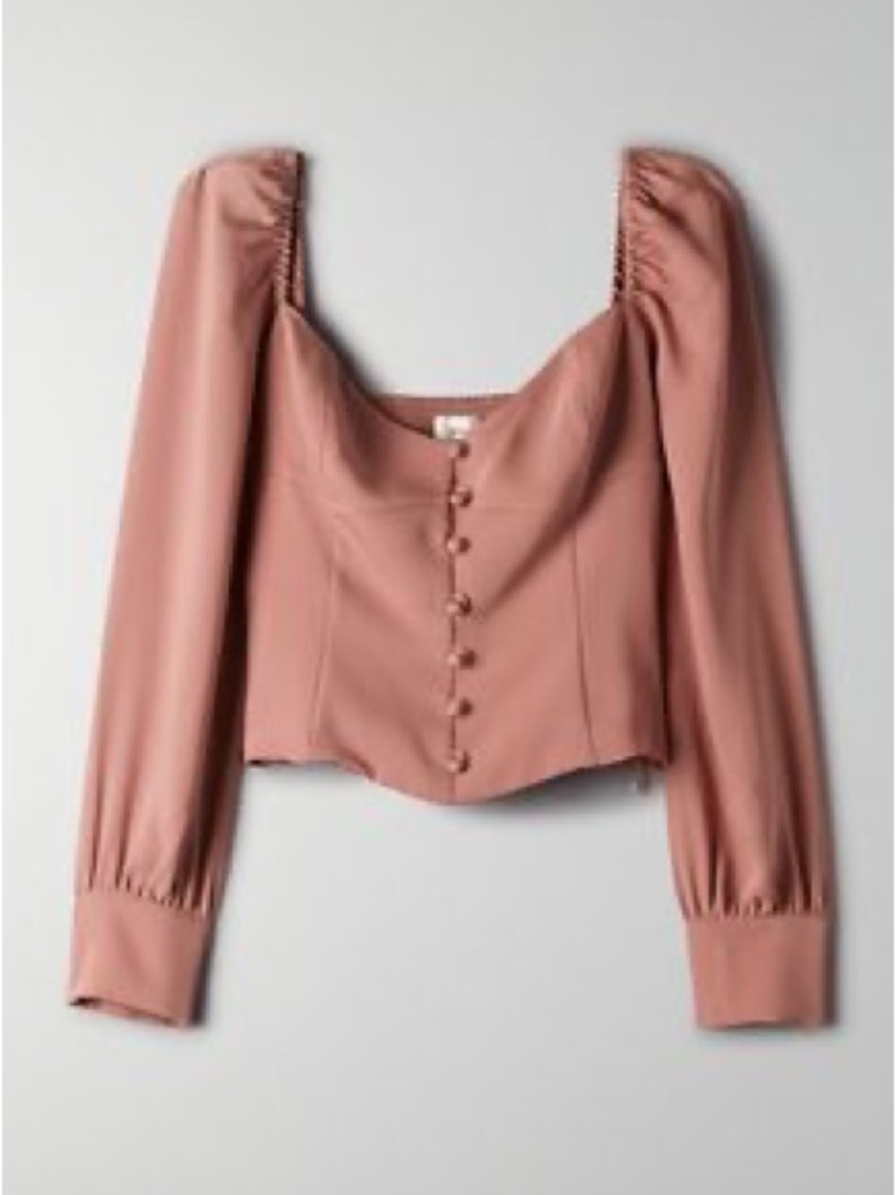 Wilfred Dusty Rose Sweetheart Button Puff-Sleeve Top - Picture 2 of 7